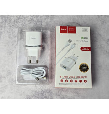 Сетевое зарядное устройство Hoco C12Q (QC3.0 USB/3A) + кабель Type-C NEW Новый