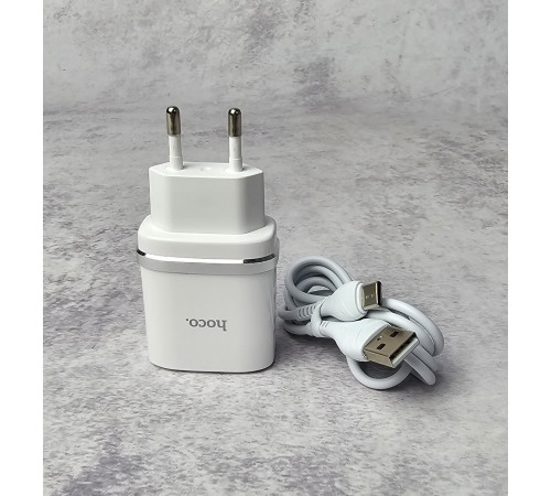 Сетевое зарядное устройство Hoco C12Q (QC3.0 USB/3A) + кабель Type-C NEW Новый