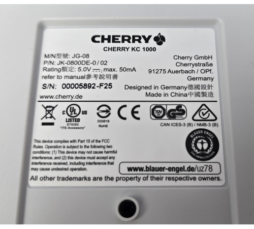 Современная клавиатура Cherry KC 1000 1.8 м USB 2.0 Белая White NEW