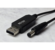 Кабель питания к роутеру от повербанка (USB to 12V) 1 м Black NEW