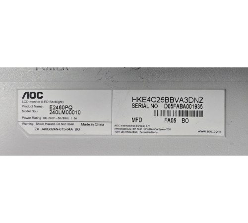 Монитор 24" AOC E2460PQ 1920х1080 16:9 TN WLED Динамики 2x2W