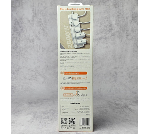 Сетевой фильтр LDNIO SC5415 2 м 1 PD 20W 1 QC 18W 2 auto ID White Новый NEW