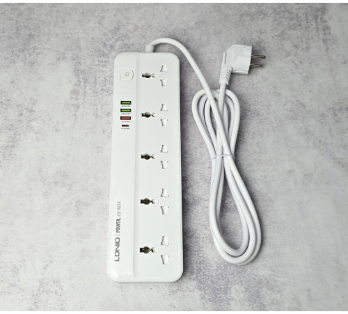 Сетевой фильтр LDNIO SC5415 2 м 1 PD 20W 1 QC 18W 2 auto ID White Новый NEW