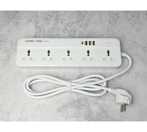 Сетевой фильтр LDNIO SC5415 2 м 1 PD 20W 1 QC 18W 2 auto ID White Новый NEW