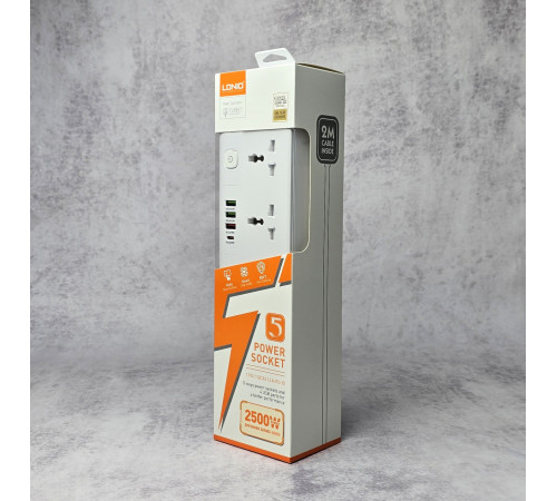 Сетевой фильтр LDNIO SC5415 2 м 1 PD 20W 1 QC 18W 2 auto ID White Новый NEW