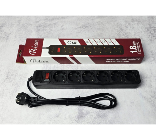 Сетевой фильтр ProLogix 1.8 м 6 розеток (PRS-075P6-18B) черный Black Новый NEW