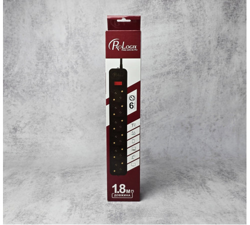 Сетевой фильтр ProLogix 1.8 м 6 розеток (PRS-075P6-18B) черный Black Новый NEW